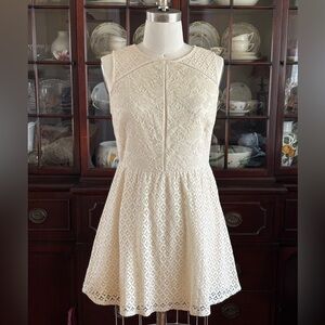 Cream Lace Mini Fit and Flare Dress